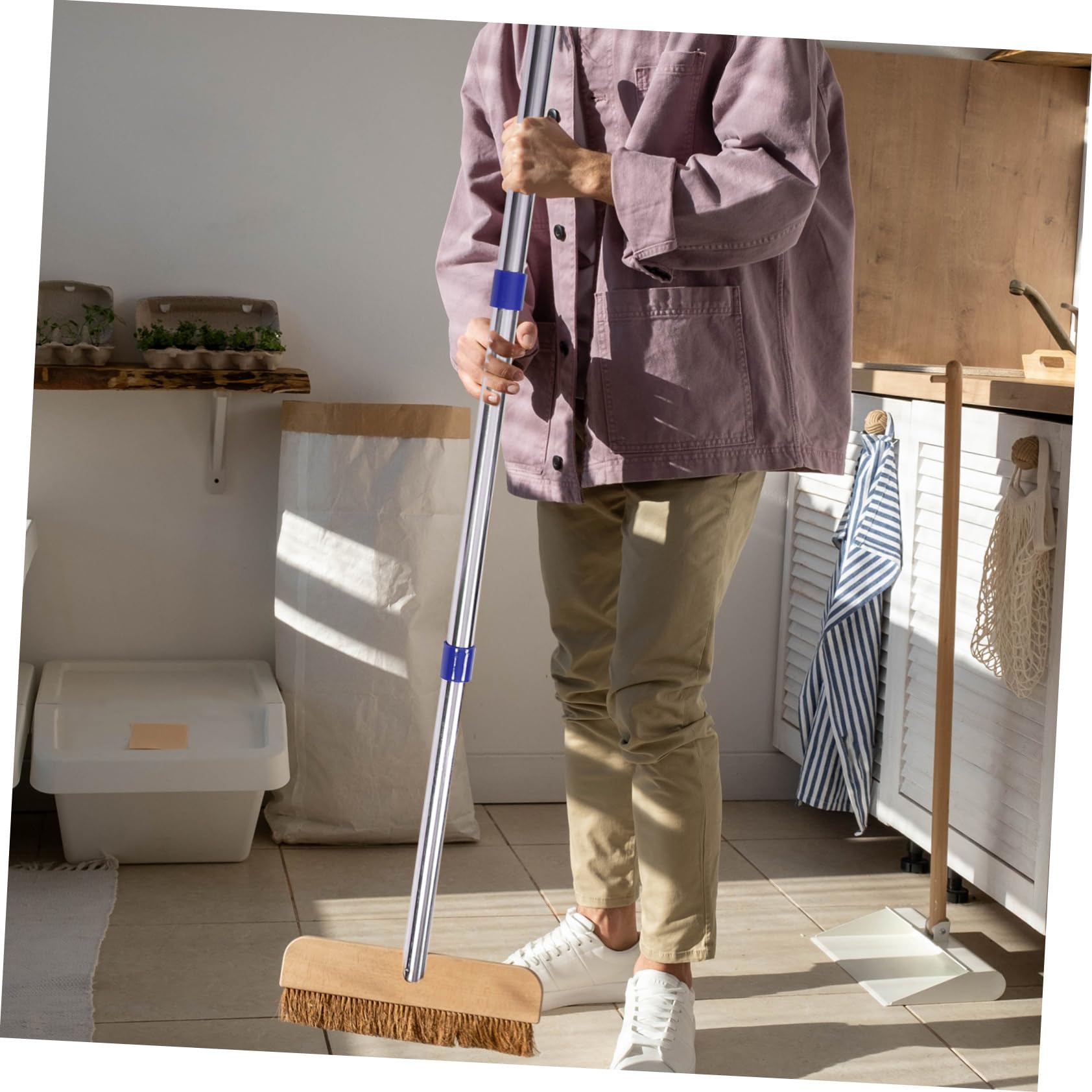 NOLITOY 1Set Section Mop Pole Replacement Durable Stainless Steel and Household Mop Handle Broom Rod for Easy Floor Cleaning Accessory