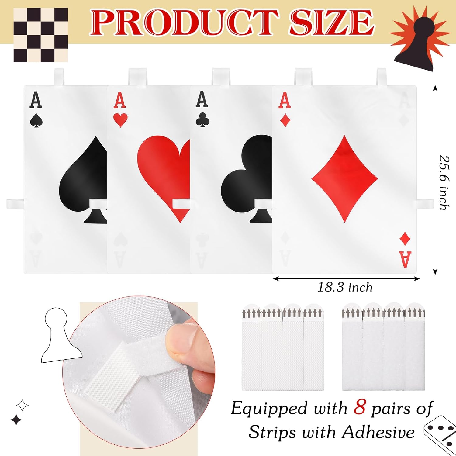 4 Sets Halloween Poker Vests Playing Card Costume Set with Hook and Loop for Trick or Treat Casino Party - Image 2