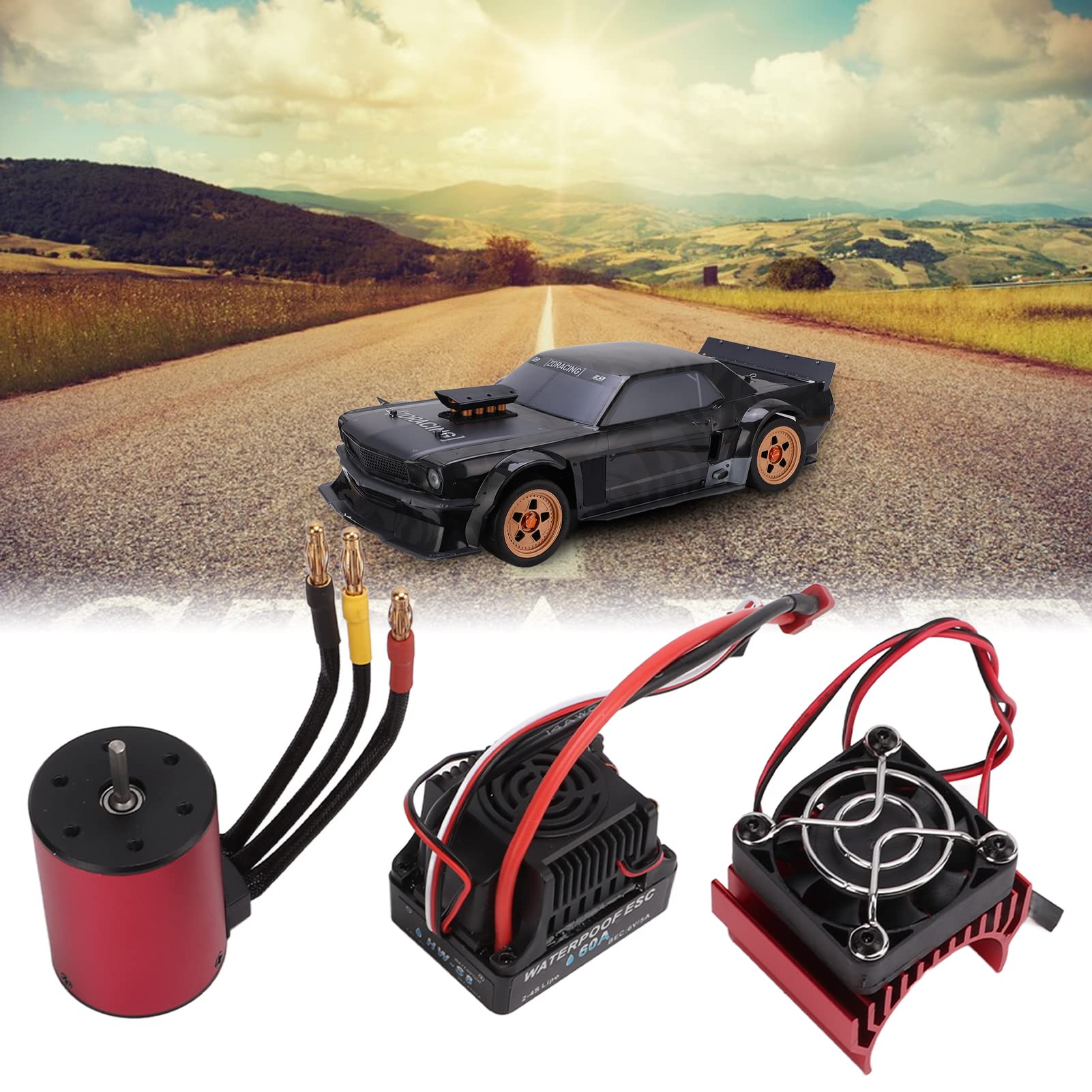 S3650 3900KV Silnik bezszczotkowy 60A Zestaw ESC z radiatorem Wodoodporna obudowa stopu aluminium dla samochodów 1/10 RC