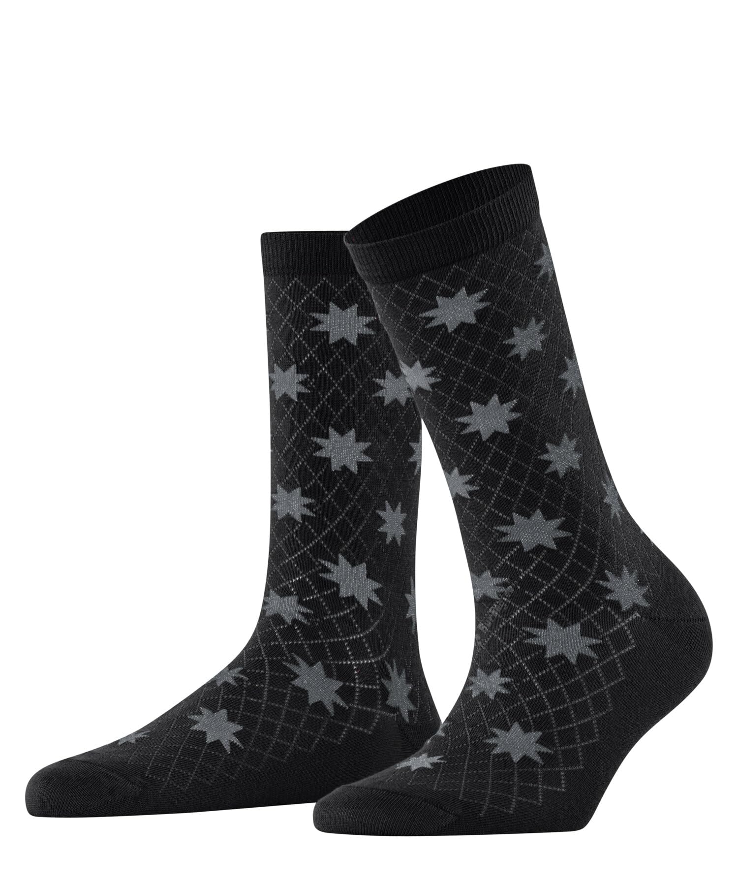 Burlington Women's Holly Jolly W So Cotton Patterned Socks 1 Pair, Black 3000, 3.5-7