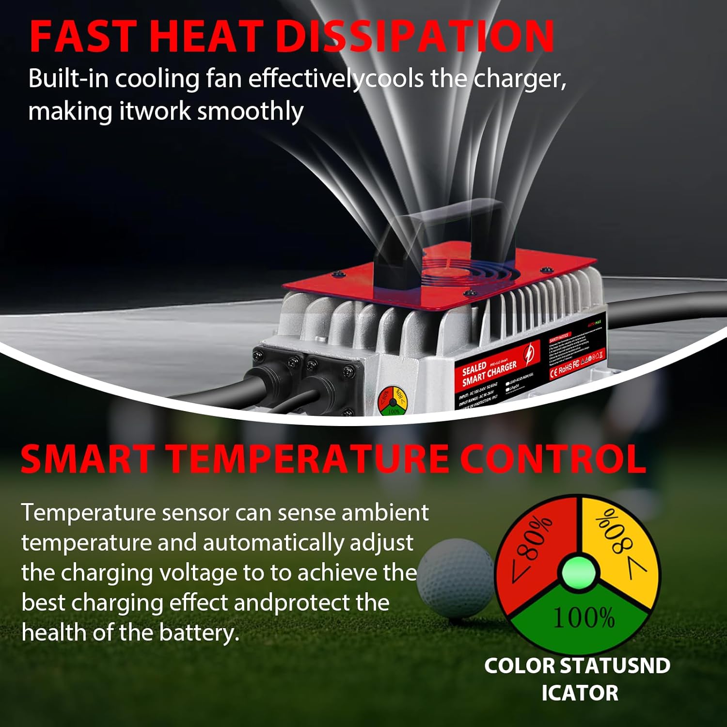 Voolex 48V 15A Golf Cart Battery Charger Lead-Acid - Image 2