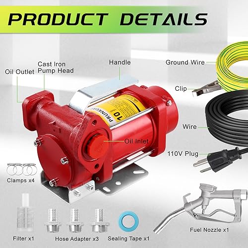 Miniatura 3 de Bomba automática de transferencia de combustible de gasolina de 110 V con boquilla manual, bomba de transferencia de combustible autocebante