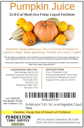 Miniatura 2 de Jugo de calabaza 11-8-5 - Fertilizante líquido foliar con micronutrientes esenciales para calabazas y verduras (1 cuarto de galón)