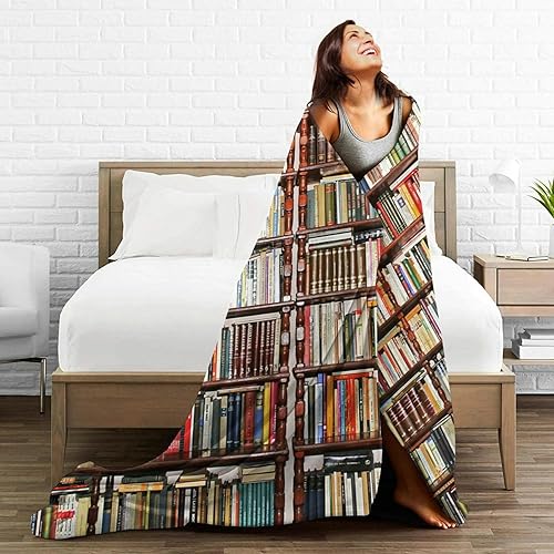 Miniatura 5 de HGOD DESIGNS Library Library - Manta de forro polar ultra suave y acogedora manta decorativa de franela para todas las estaciones para el hogar,