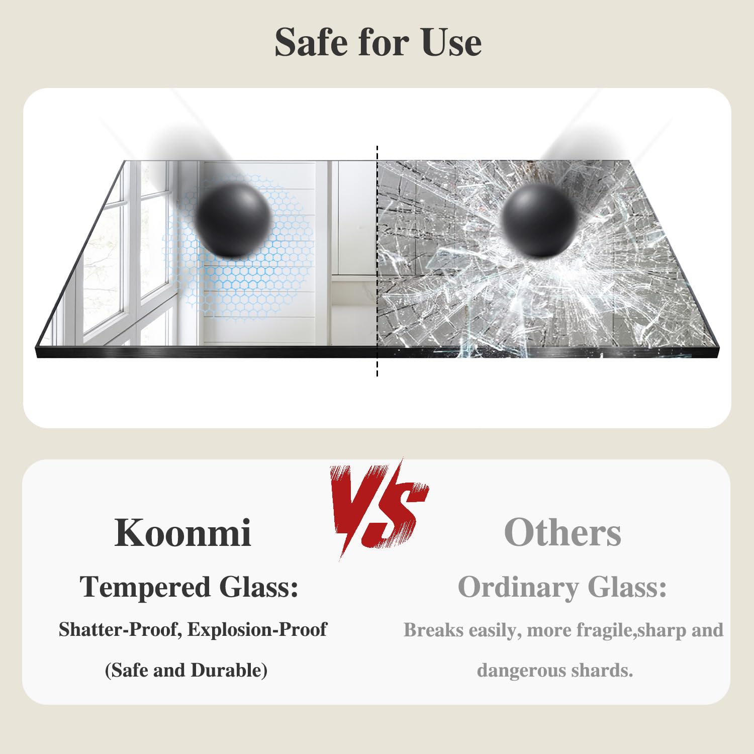 Koonmi Schwarze Spiegel für die Wand, 61 x 91 cm Badezimmerspiegel, rechteckiger Wandspiegel für Wohnzimmer, Schlafzimmer, Badezimmer, horizontal oder vertikal aufzuhängen