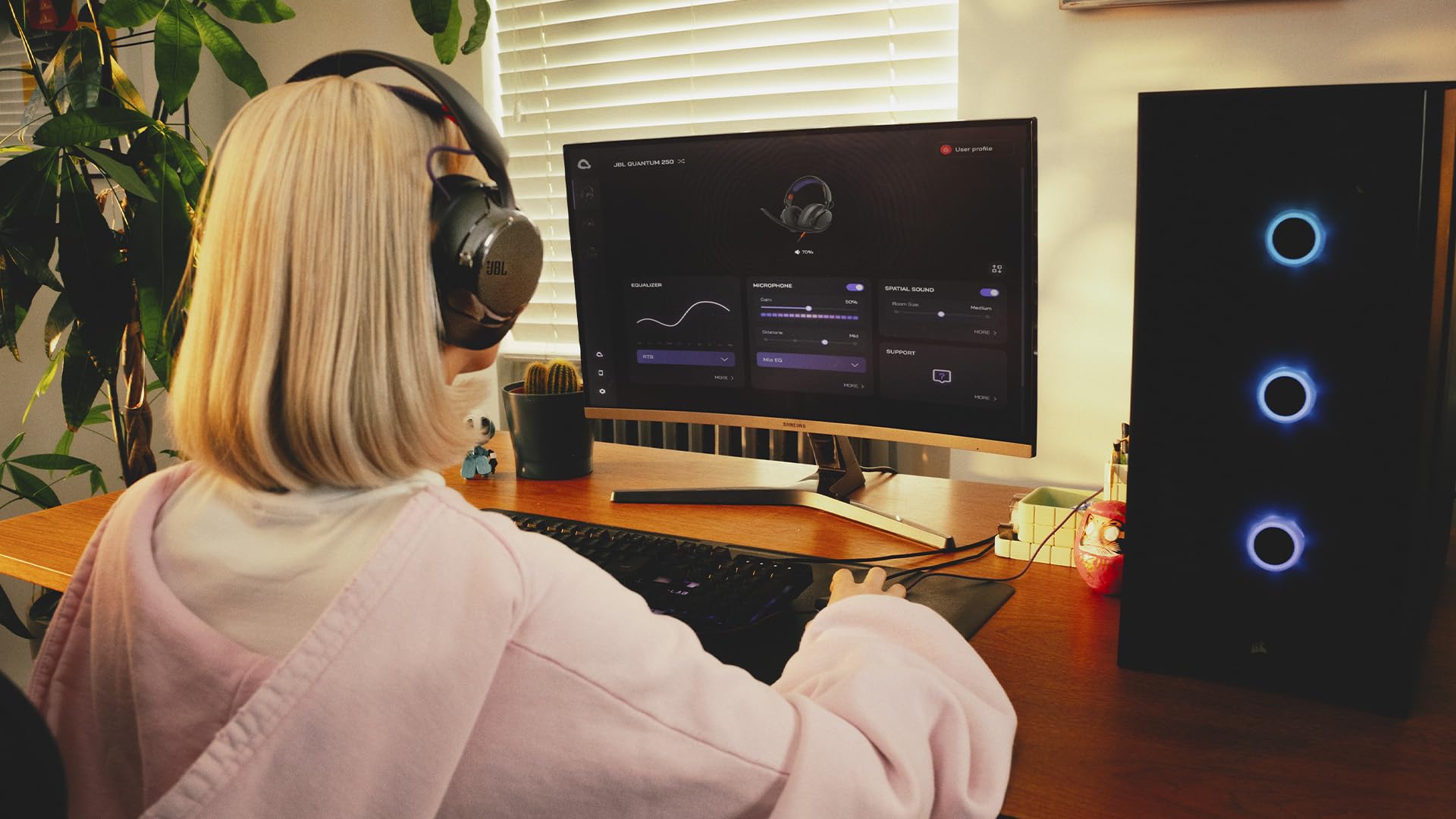 JBL Quantum 250 – przewodowy nauszny zestaw słuchawkowy do gier z JBL Quantum, mikrofonem z redukcją szumów, złączem 3,5 mm, kompatybilny z Apple/PC/Xbox/PlayStation/Nintendo Switch, czarny
