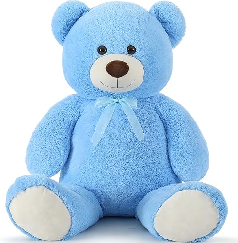 Miniatura 1 de Tezituor Oso de peluche gigante de 51 pulgadas, oso de peluche grande para baby shower, oso de tamaño real azul para niños, novia en cumpleaños, San