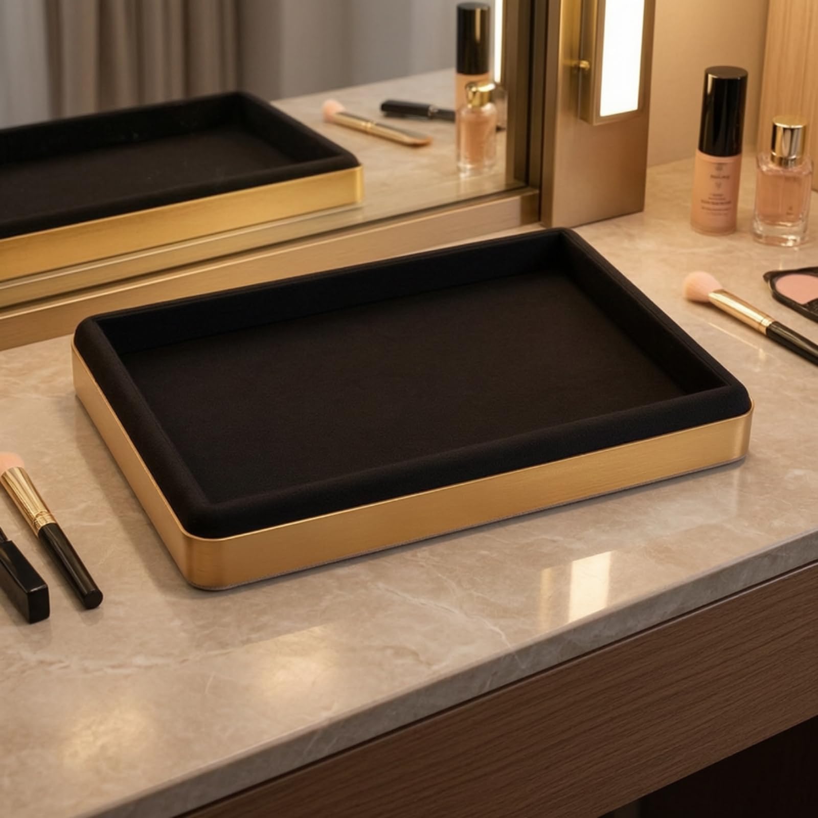 Gralara Plateau Rangement pour Bijoux Élégant, Plateau À Six Compartiments, Noir Élégant