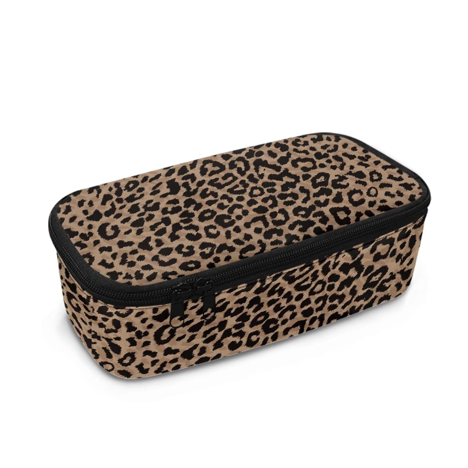 TOADDMOS Fashion Pencil Bag Brown Leopard Print Large Capacity Marker Pouch Pen Bag Stationery Case for Adult Kids Travel Luggage Make up Cosmetic Bag