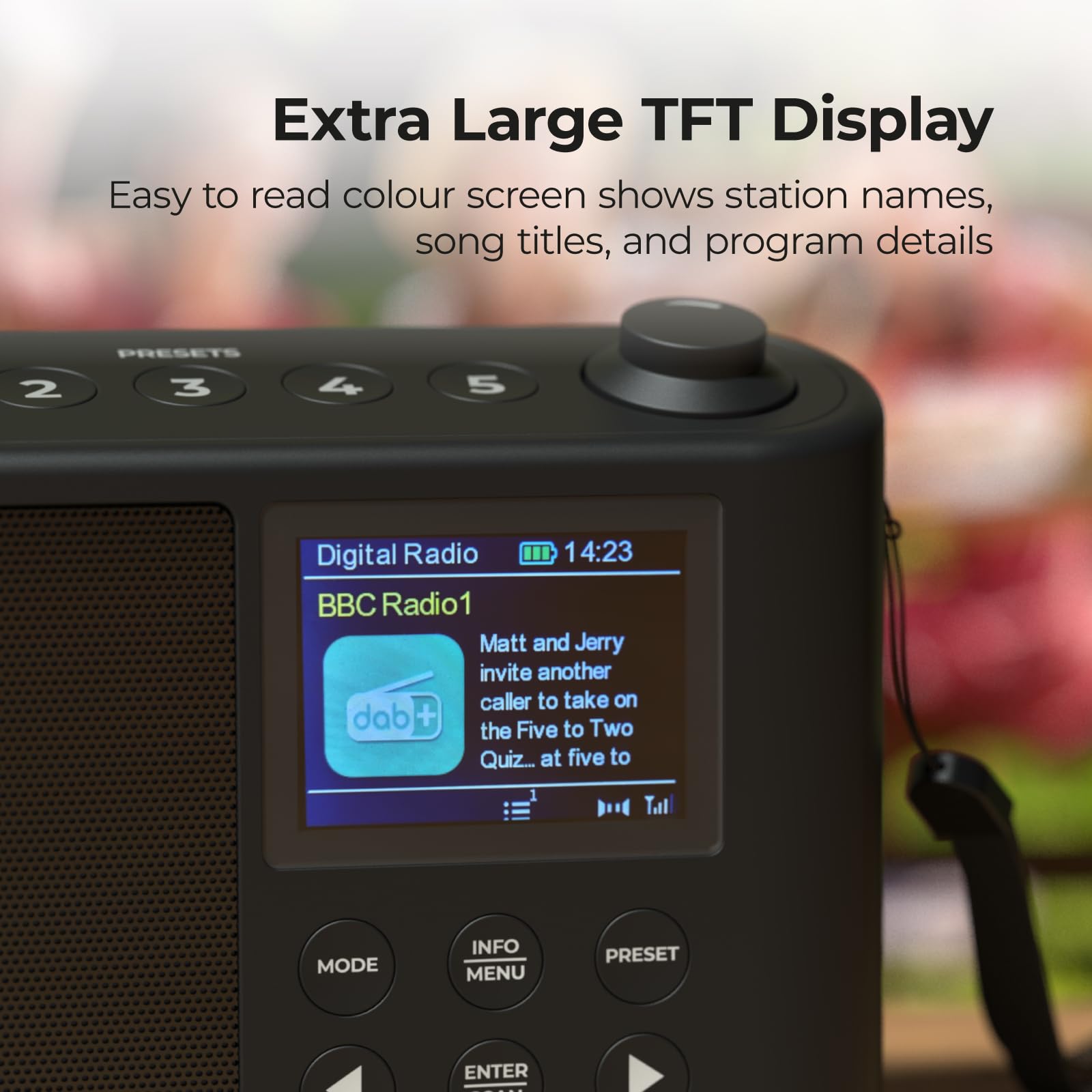 Radio Portable Dab Plus/Dab, Radio FM, Petite Radio, XL Grand écran LCD, Radio Portable Secteur et Batterie, Chargement USB pour 10 Heures de Lecture, (Spectrum by iBox)