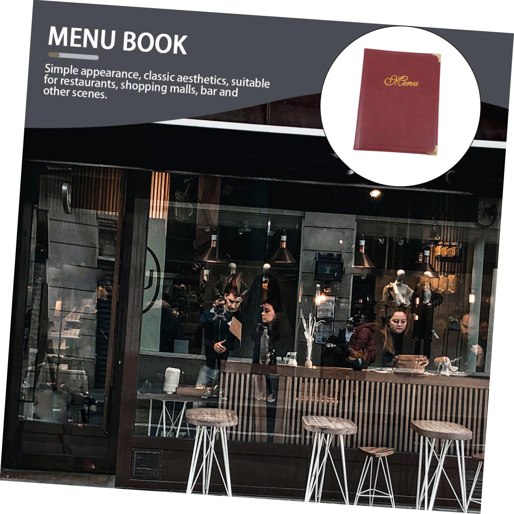Carpeta de Menú para Restaurante Diseño Deslizante en Página Interior, Material Pu y Esquinas Redondeadas, Uso Fácil para Barra y Mostrador