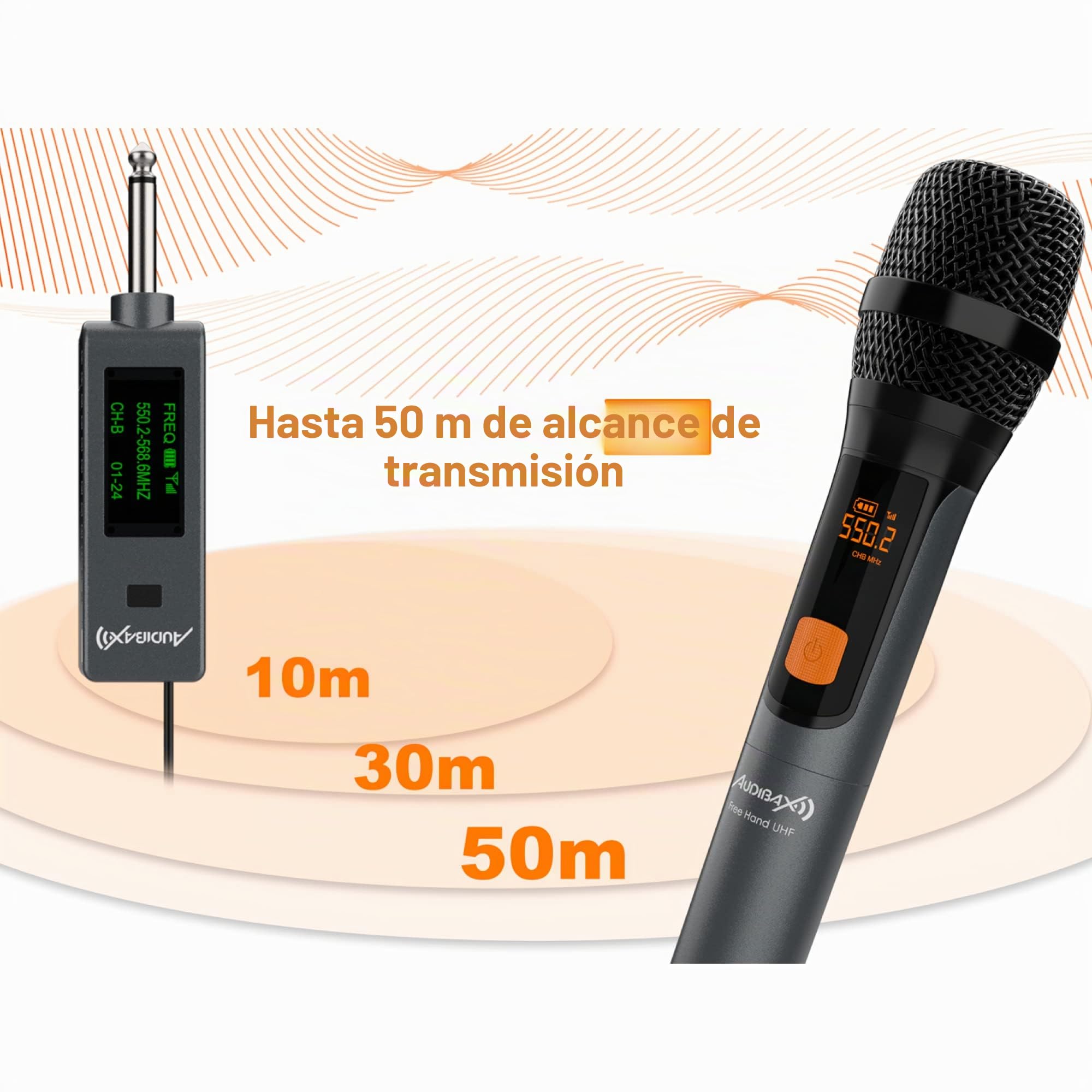 Audibax Missouri Free Hand UHF Micrófono Mano Inalámbrico