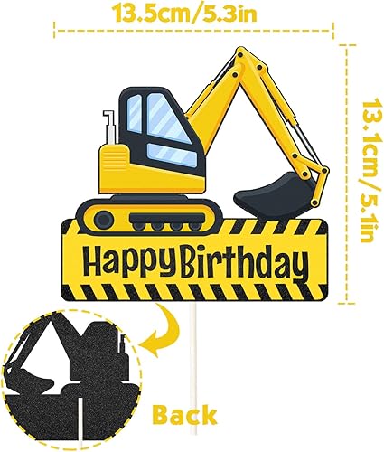 Miniatura 2 de Decoración de pastel de feliz cumpleaños para excavadora, decoración de pastel de fiesta de cumpleaños, decoración de fiesta de cumpleaños de camión