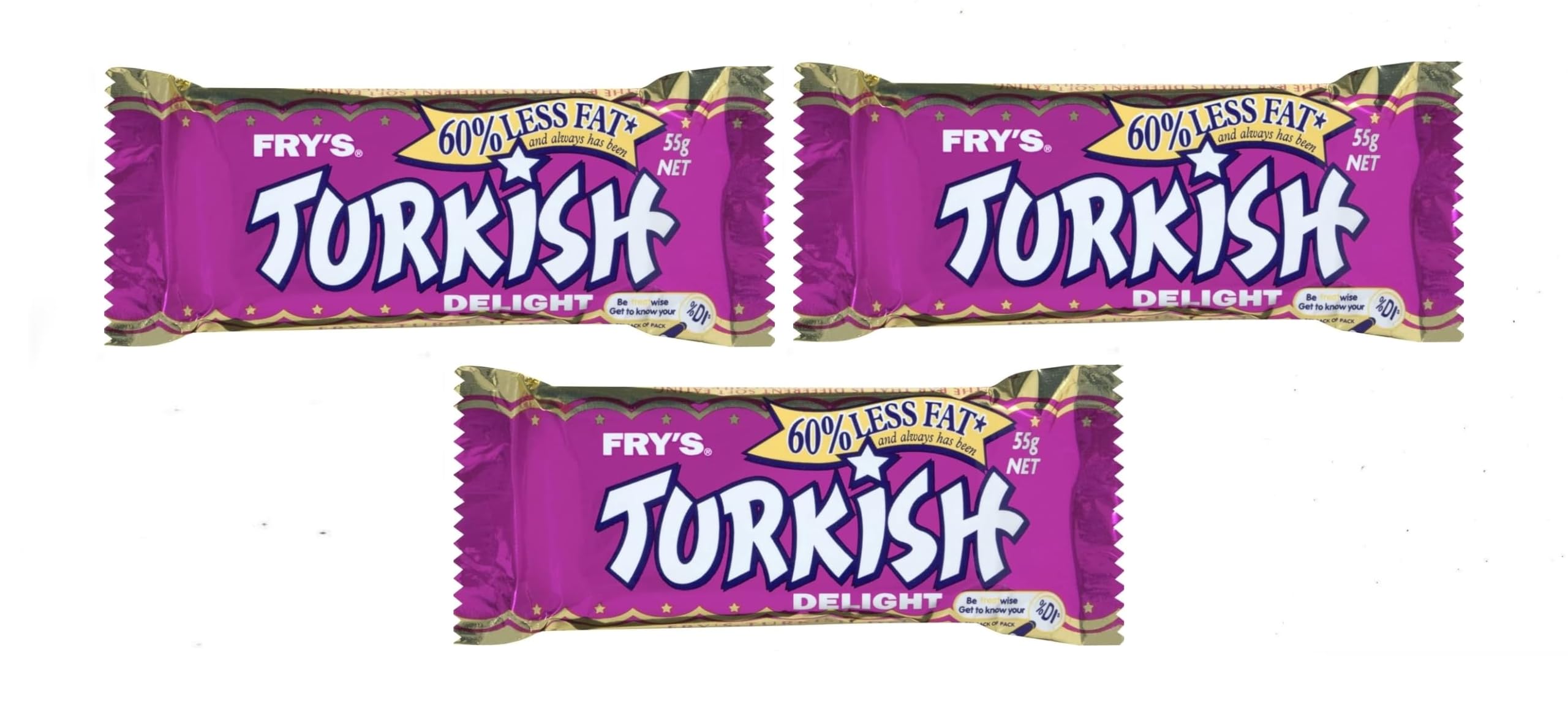 Fry's Turkish Delight Rich And Creamy Milk Chocolate 60% Less Fat Soft,Smooth & Creme Delicious Bar Each 55gm (Pack Of 3)