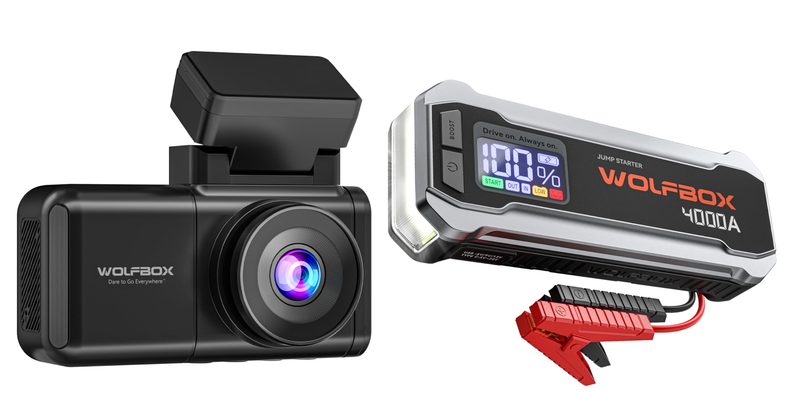 WOLFBOX 4000A Jump Starter X3 PRO Dash Cam
