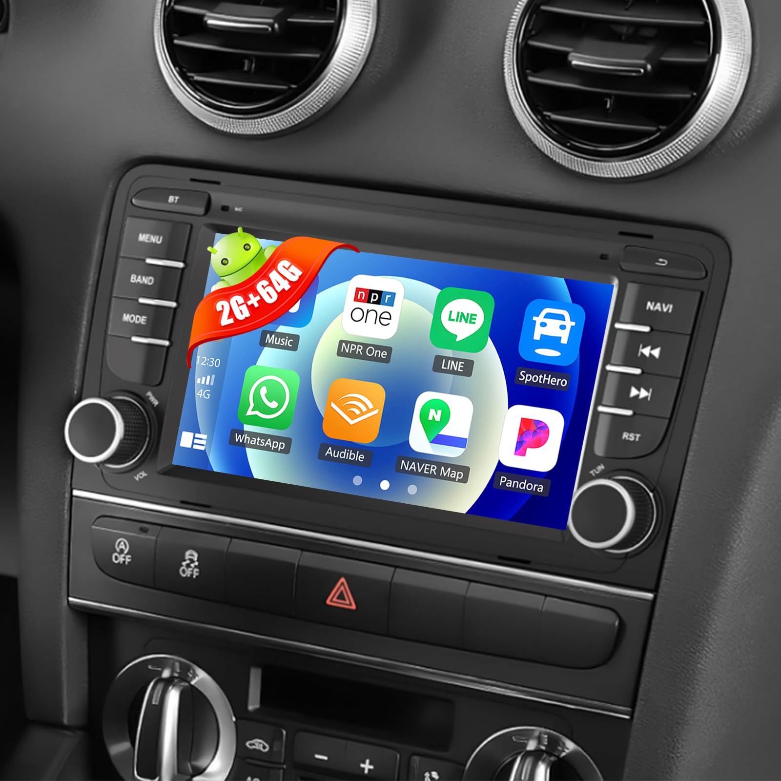 2+64G Android 11 Autoradio per Audi A3 S3 RS3 2003-2012 con Wireless Carplay /Android Auto, Schermo 7 Pollici Doppia Din con vivavoce Bluetooth FM/RDS HIFI Mirror Link Fotocamera Posteriore