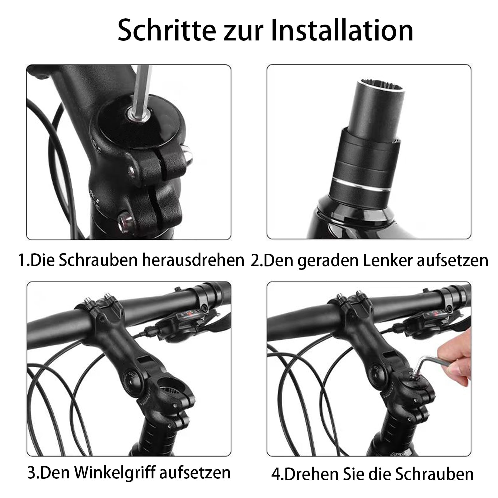 Fahrrad Vorbau Riser,Verstellbarer MTB Vorbau,28.6mm Fahrradgabel Aluminium Verstellbar 150mm,Fahrrad Vorbau 31.8mm,Verstellbar 120 Grad 110mm,Geeignet für Mountainbike, Rennrad, MTB, BMX