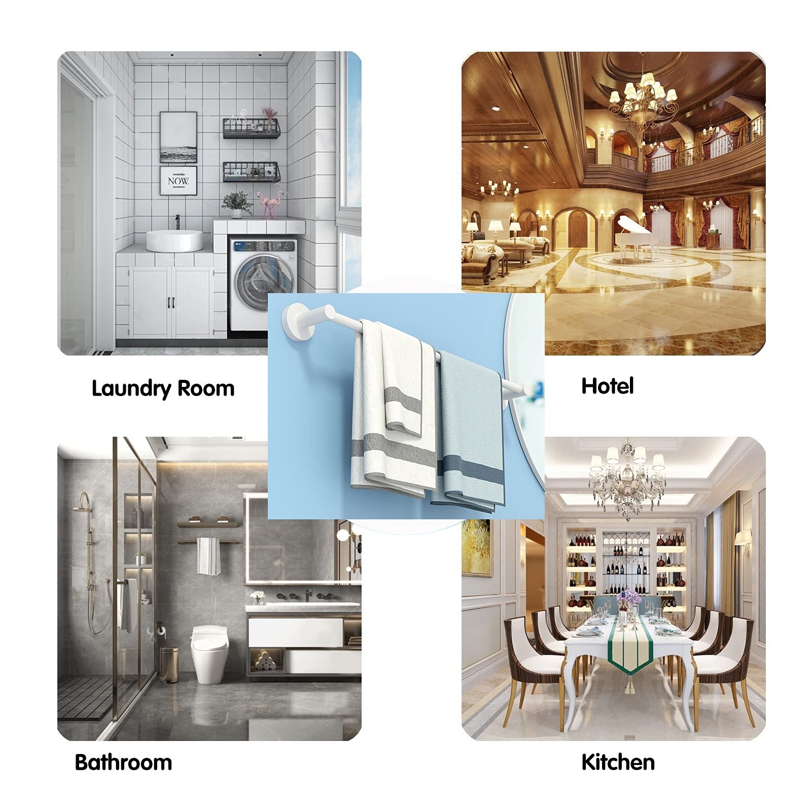 Toallero ajustable para montaje en pared, toallero redondo de acero inoxidable para baño y cocina, soporte para toallas que ahorra espacio, 30-100 cm, diseño elegante, duradero y elegante.