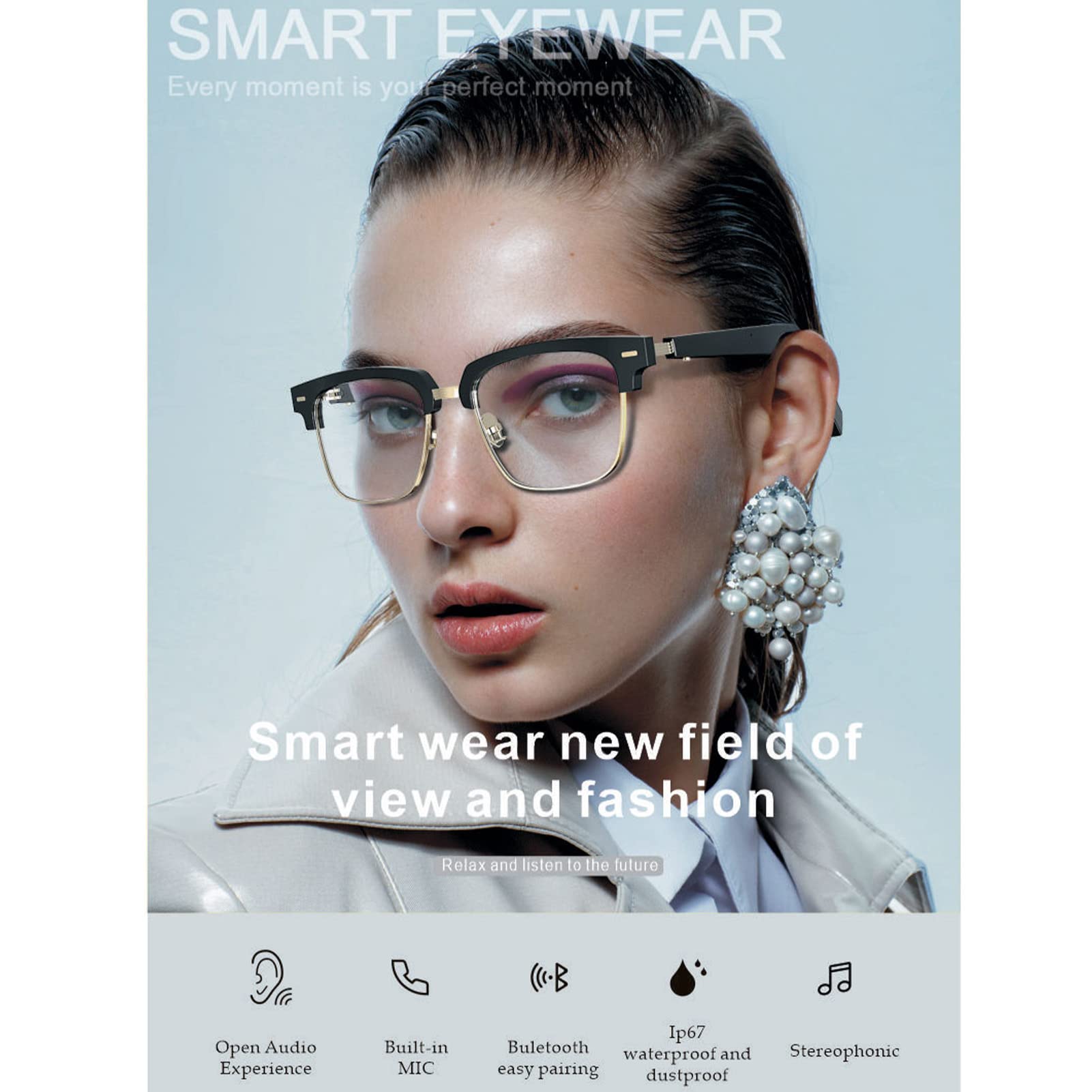 Occhiali Intelligenti Occhiali Bluetooth Senza Fili, Occhiali da Musica con Orecchie Aperte per Chiamare Ascoltare Musica Occhiali da Sole con Audio Wireless Connetti Telefoni Cellulari e Tablet