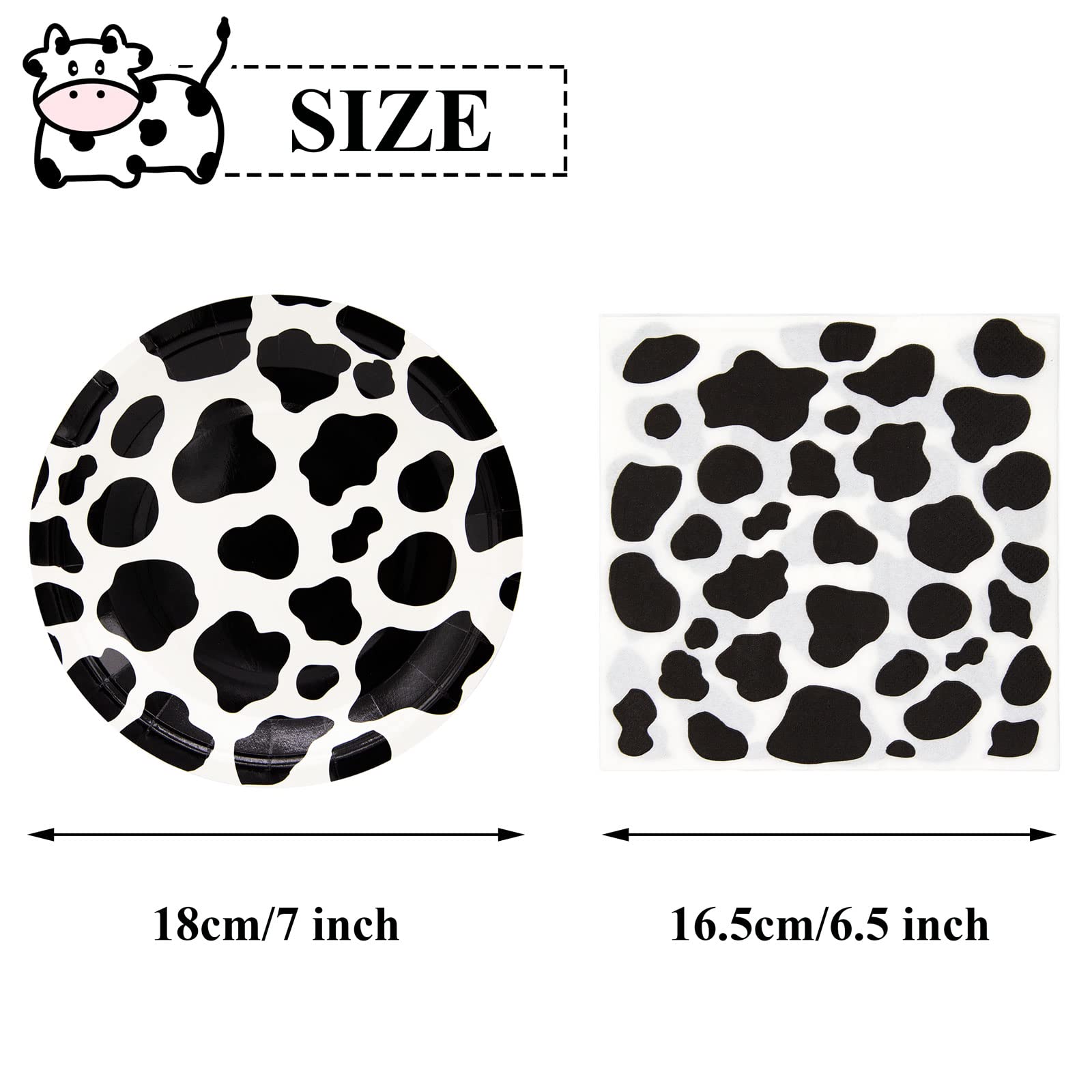Cow Print Birthday Party Supplies - 50 Plates & 50 Napkins, Farm Animal Theme, Compostable & Eco-Friendly - View #8