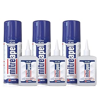 MITREAPEL CA Glue with Activator Kit 3x3.5oz-3x13.5fl oz Instant Bond Professional Cyanoacrylate Adhesive and Super Glue Accelerator for Woodworking DIY&Craft, Plastic, Repair