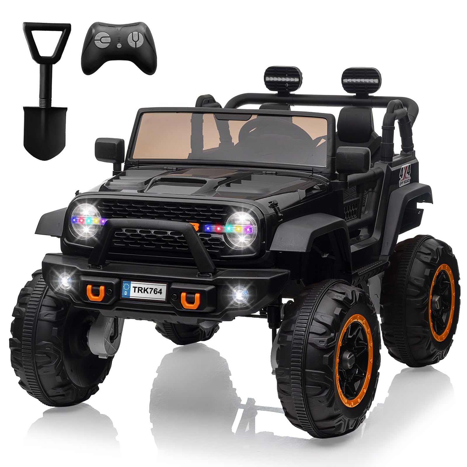 24V Kids Electric Ride on Car, 2-Seater 4WD Truck with Remote, 4x45w Motors (180w), 7Ah Battery, LED Lights & Music, Spring Suspension, 20-Inch Wide