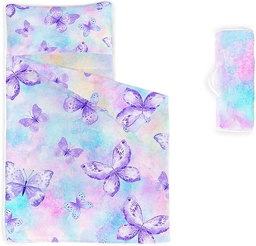 Miniatura 21 de Tapete para siesta – Saco de dormir de animales con almohada extraíble – Juego de ropa de cama para guardería y fiestas de pijamas, preescolar y