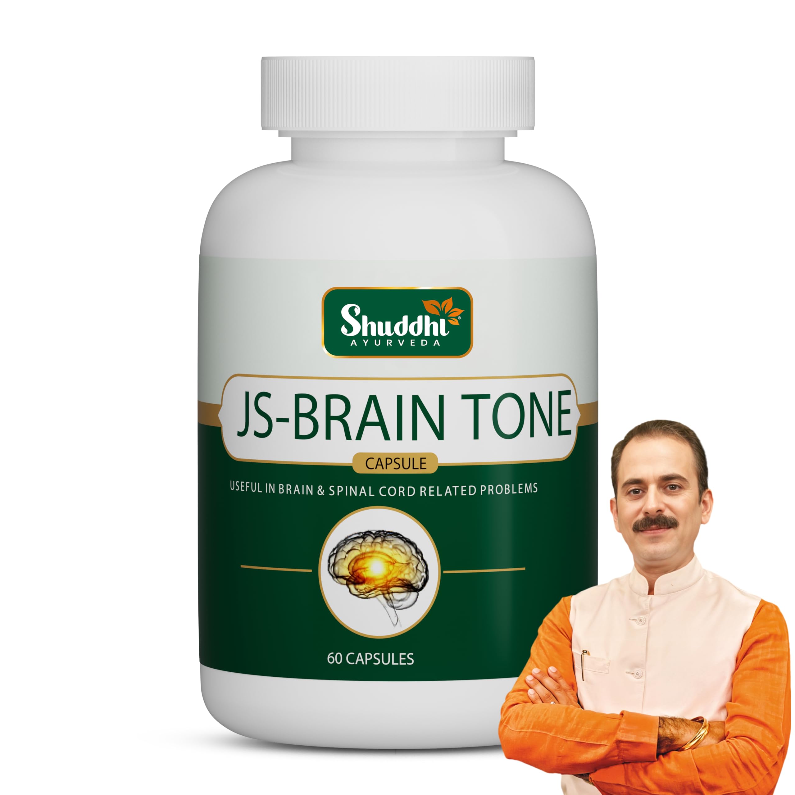 Ayurveda Js-Brain Tone Capsules | Herbal Mind Wellness Supplements | Naturally Blended With Khaskhas, Tagar, And Ashwagandha | Mind Wellness Multivitamin, 60 Capsules
