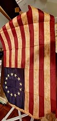 ANLEY Vintage Tea Stained USA Flag 1.5x3 Ft - Embroidered Stars, Sewn Stripes, Nylon With Brass Grommets