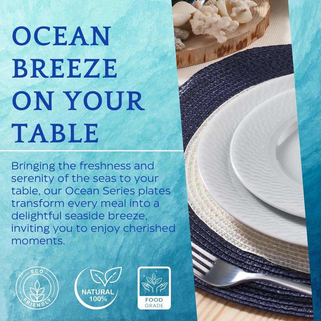 Vajilla de Porcelana de 18 Piezas – Vajilla de Porcelana Blanca Güral Porselen Ocean –Para 6 personas