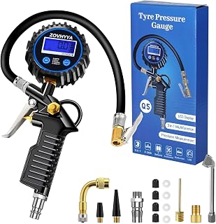 Tire Pressure Monitor Air Pressure Monitor Tire Pressure Monitor | 220 PSI LCD Display 4 Measurement Units Pumping and Drain Hose, 22 Accessories for Car and Motorcycle