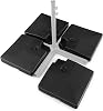 TANGZON 102x102x12cm 4PCS Cantilever Parasol Base Weights, 128KG Heavy Duty Water or Sand Fillable Hanging Garden Parasol Stand, Outdoor Square Offset Umbrella Cross Stand Holder for Patio Poolside