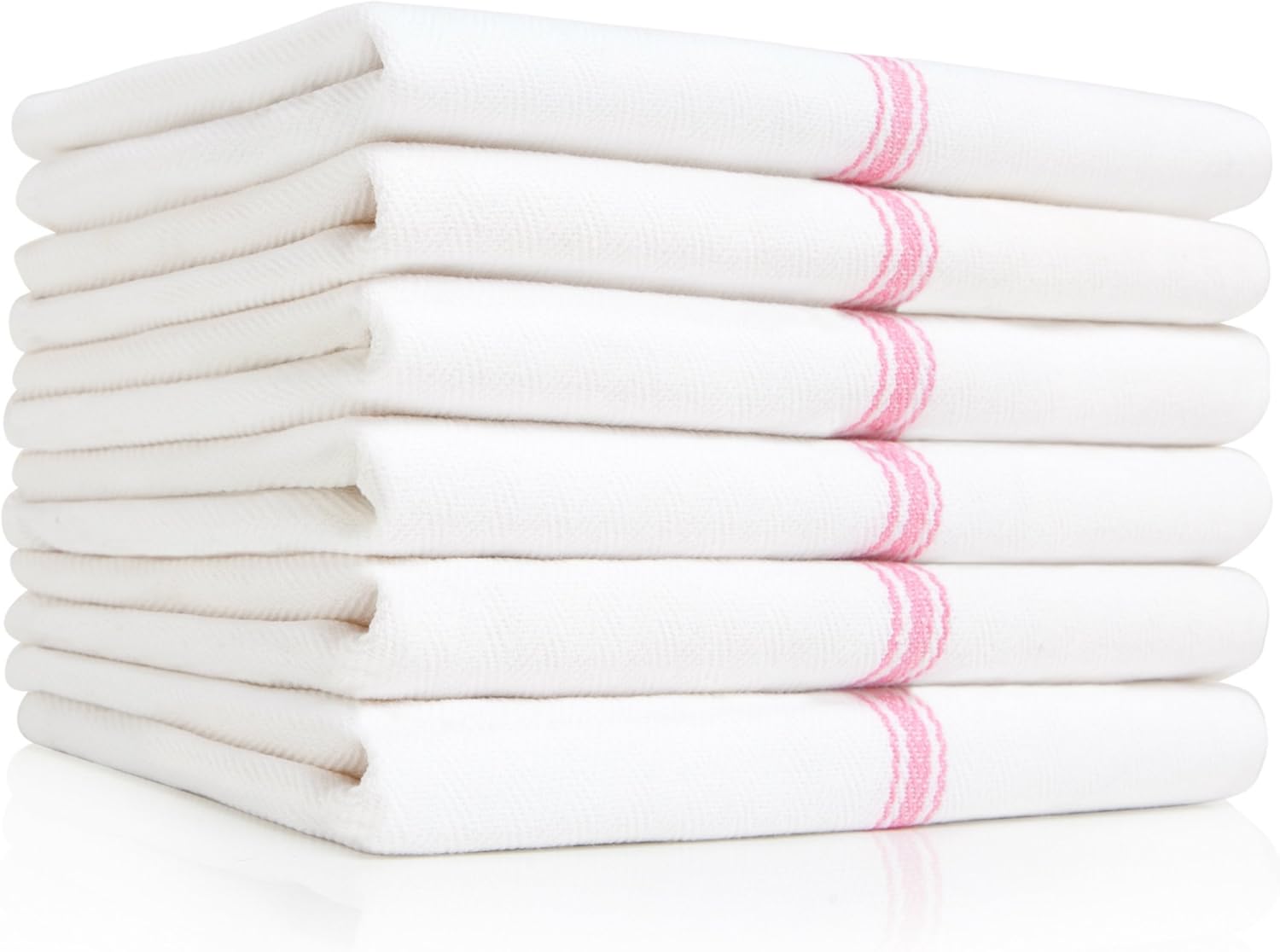 13 Pink Kitchen Dish Towels - 27" x 14" 2-ply Commercial Grade Absorbent 100% Cotton Kitchen Towels - Classic Herringbone Tea Towels