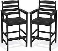 Vista 18 de SERWALL Juego de 2 sillas Adirondack altas con mesa de conexión, color gris