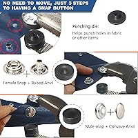 Vista 8 de Snap Fasteners Kit, Heavy Duty Fastener Tool and 60-Set 15mm Marine Snaps Stainless Steel for Boat Covers/Tarp/Canvas/Upholstery/Leather Metal Press