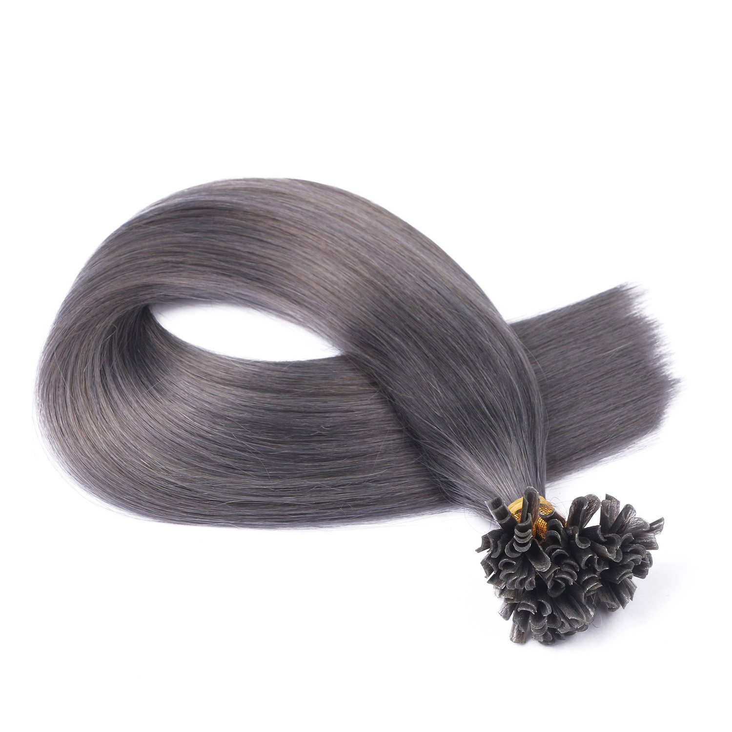 Keratin Bonding Haarverlängerungen – Dark Grey, 40cm, 25 Strähnen, 100% Remy Echthaar