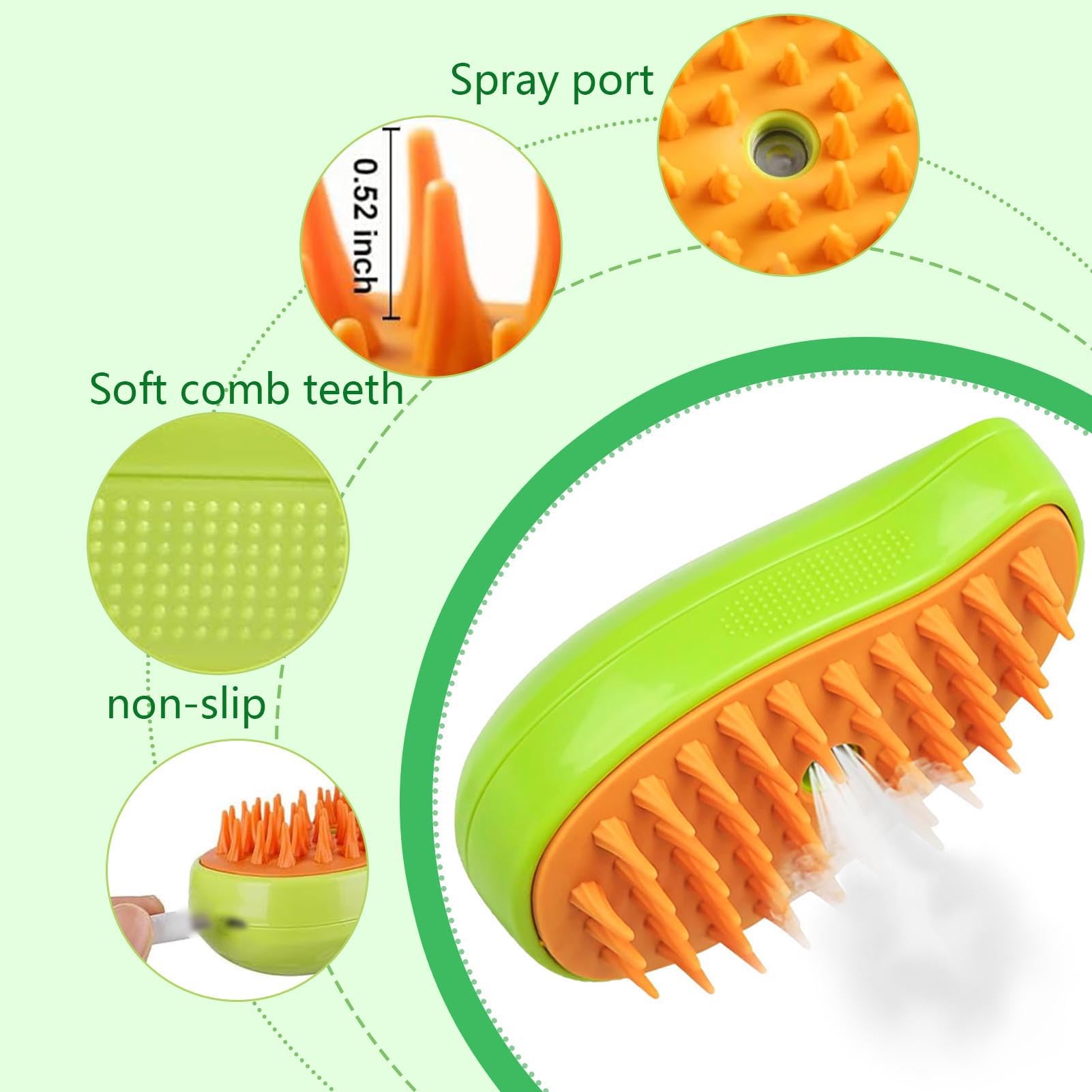Spazzola a Vapore per Gatti e Cani,3 in 1 Cat Steamy Brush con serbatoio dell'acqua,Spazzola a vapore per massaggi per capelli lunghi/corti,Per Toelettatura Rimozione Peli Di Animali