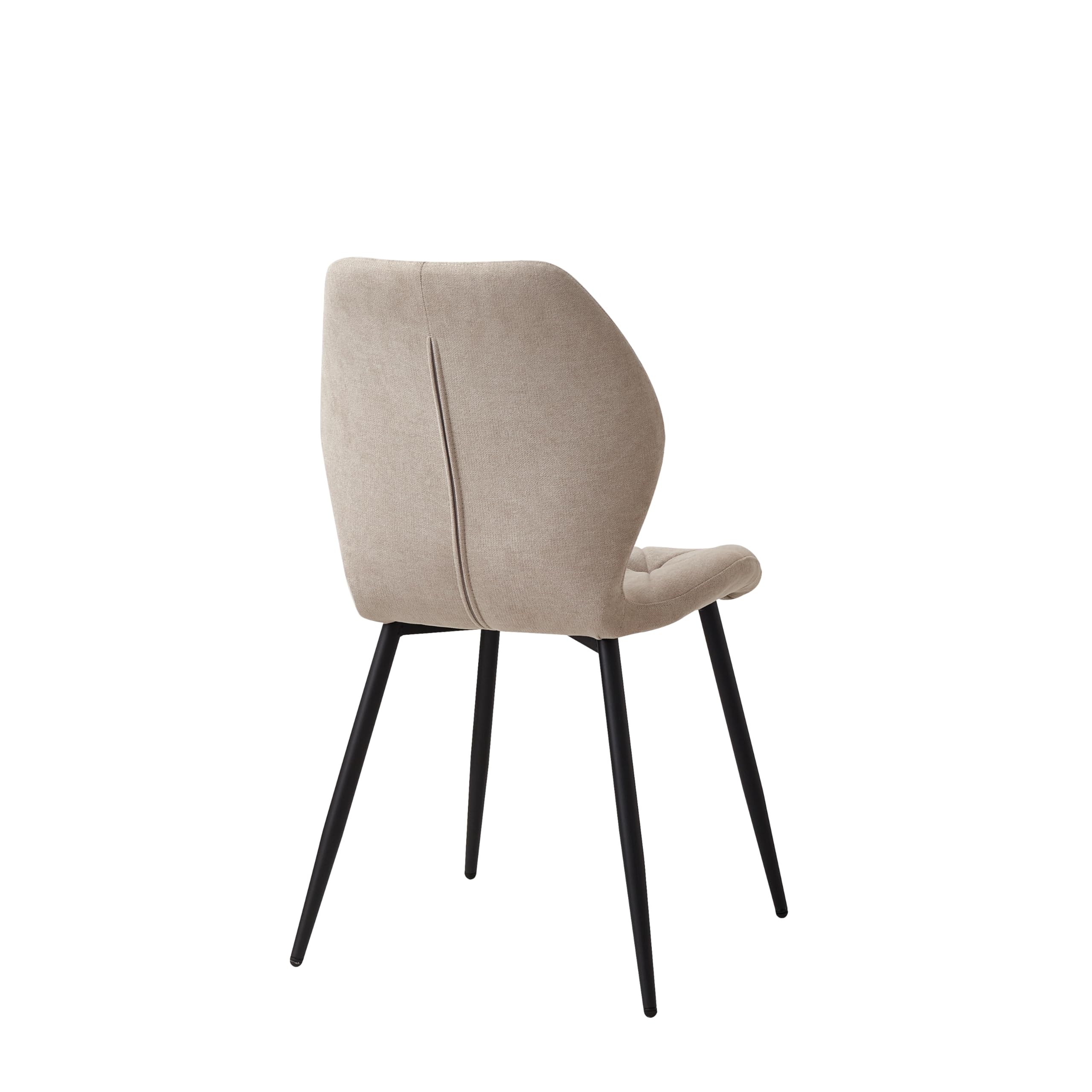 Juego de 4 Sillas de Comedor sin Reposabrazos, Tapizadas en Lino con Respaldo de Rombos, Sillas Modernas con Patas de Metal, Sillas Auxiliares para Cocina y Comedor, Ahorra Espacio, Caqui