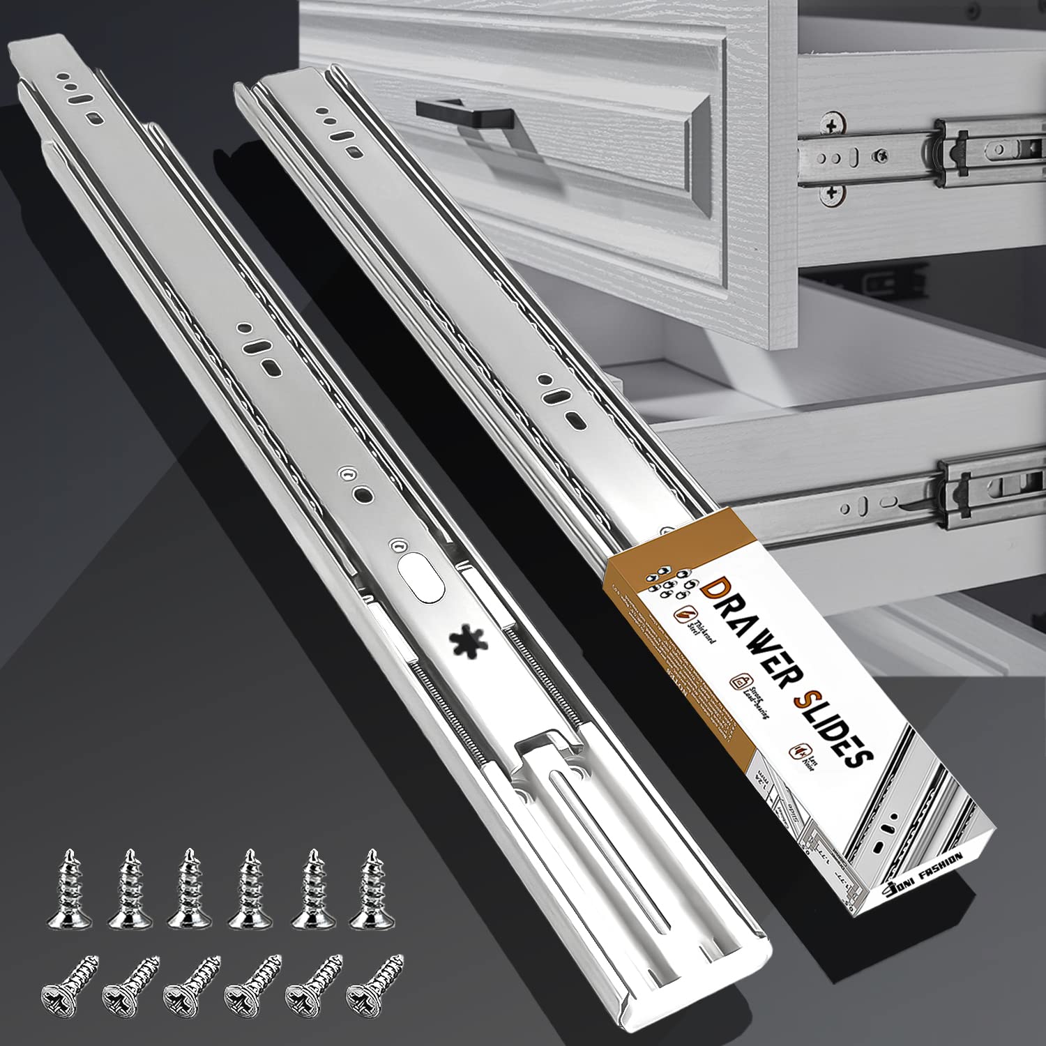 Buy Joni Fashion Drawer Slides 20 Inch, Soft Close Heavy Duty Drawer