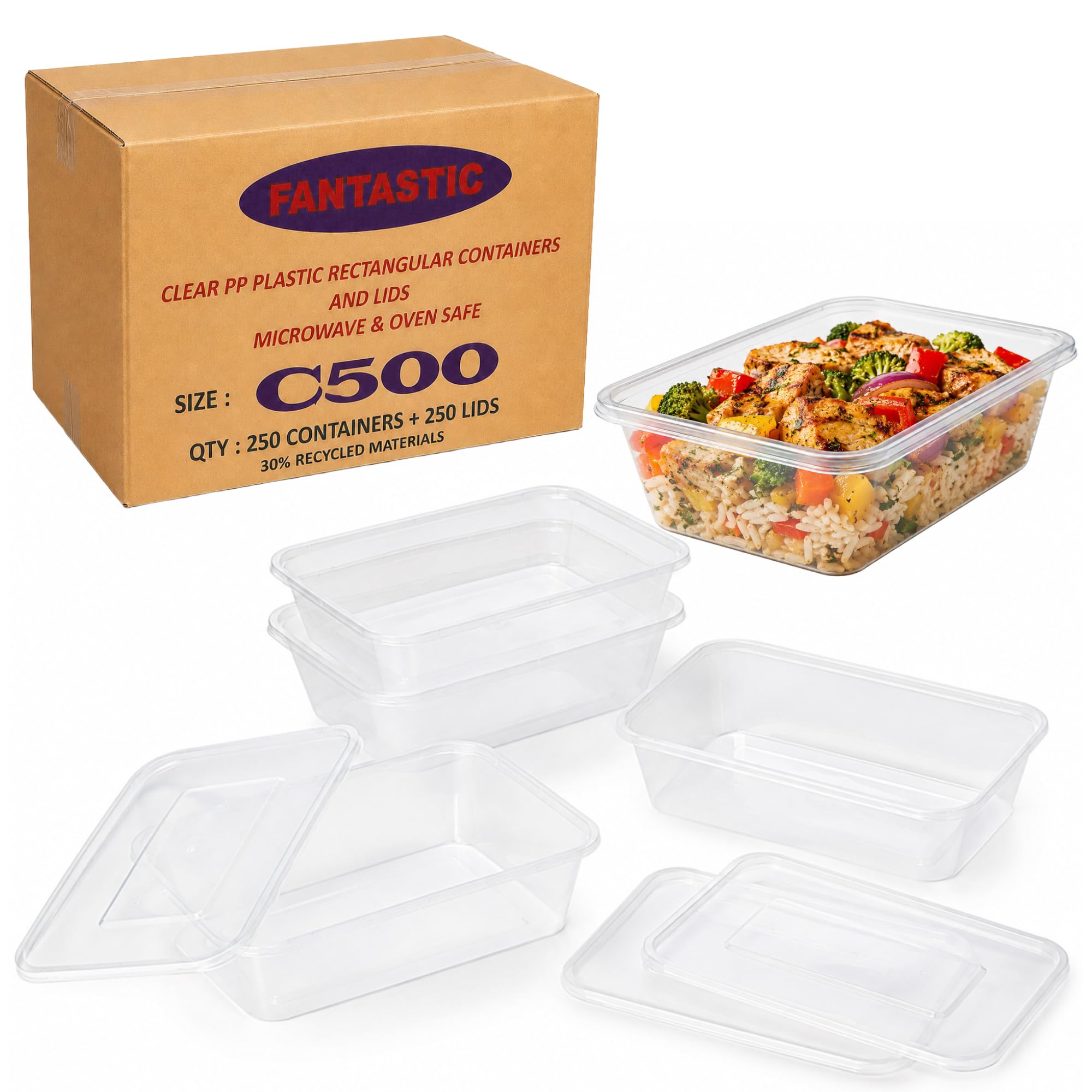 RAP Gloves 150pcs Clear Plastic Food Containers with Lids – 500ml Food Safe Takeaway Containers Microwave & Freezer Safe Meal Prep Boxes Catering Storage Containers