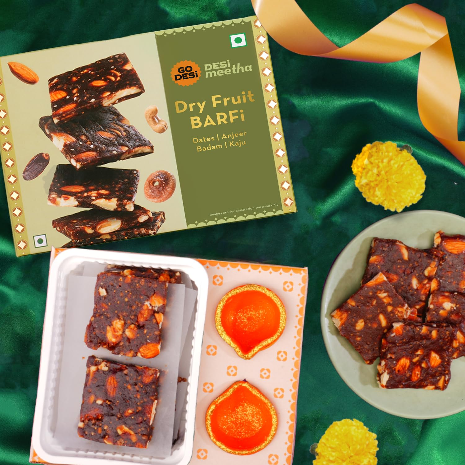 GO DESi Dry Fruits Barfi 200 grams with Diya, Burfi, Dates Bar, Anjeer, Khajoor, Nuts, Sweets Indian Mithai, Indian Sweets Gift Pack, Diwali Gifts, Diwali gifts for family and friends, Diwali gift hampers (B0D9JWH3FJ) Amazon Price History, Amazon Price Tracker