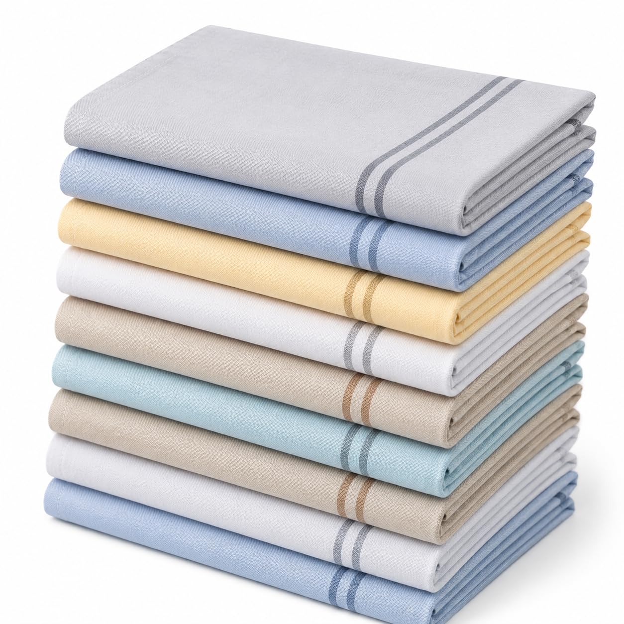 ally vinny Men’s Pure Cotton Handkerchiefs Pack of 9 | Large 16 x 16 Inches Light Color Cotton Hankies | Soft Durable Luxury Handkerchiefs with Stylish Color Border | Daily Use for Office Gentlemen-picture-13