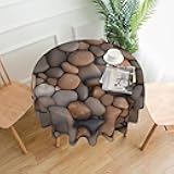 LPLSNWS Banquet and Wedding Tablecloth, 60-inch Round Pebbles in The Beach Printed Tablecloth, Suitable for Various Occasions and Home Decor Styles