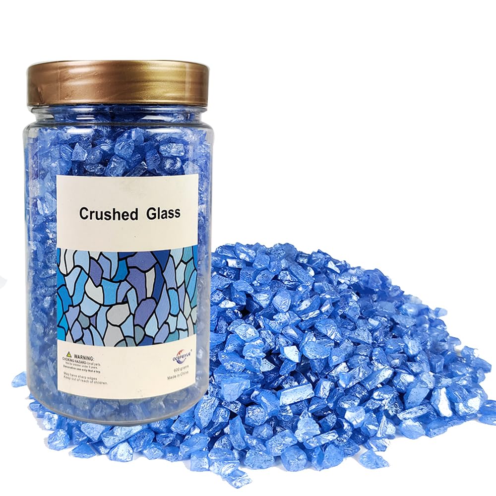 11 OZ Dark Blue Crushed Glass Sand Broken Pieces for Resin Art,Crafts
