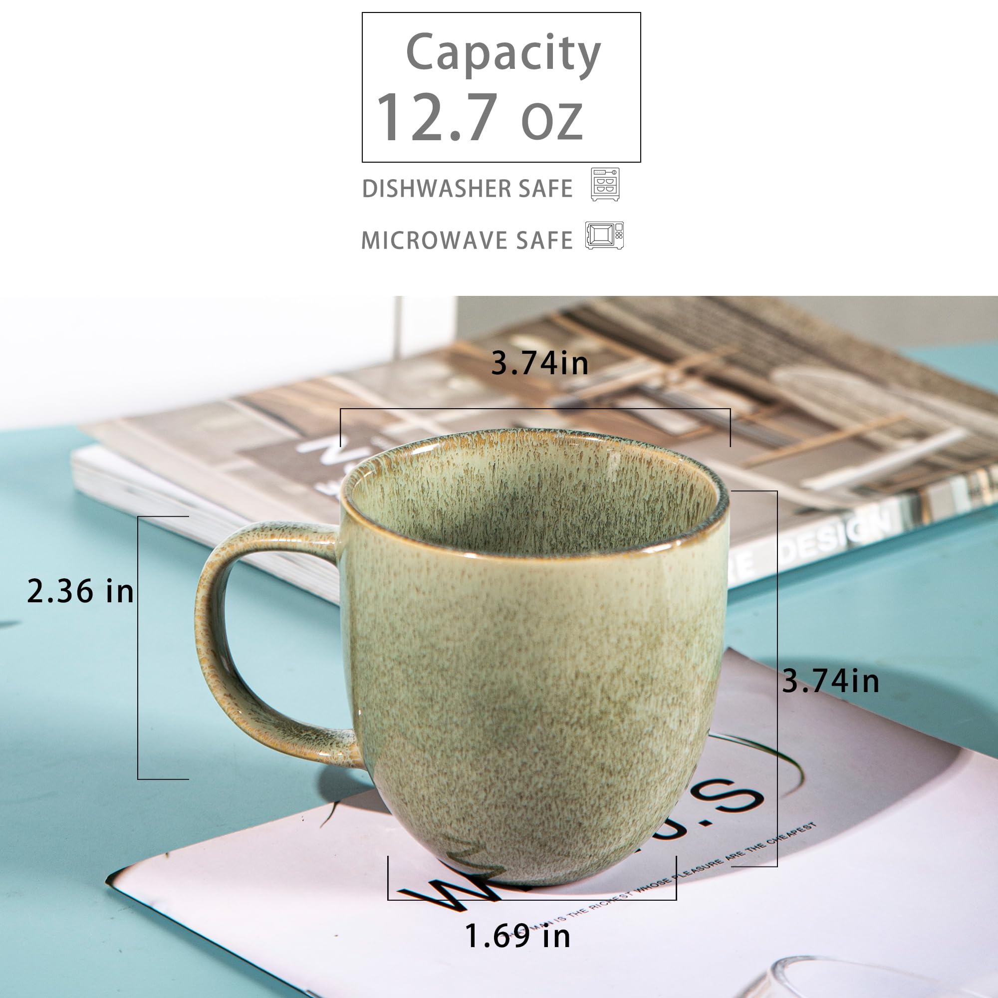 Rae Dunn by Magenta Set of 4 Ceramic Black Espresso Cups| SIP, GULP, DRINK, SLURP