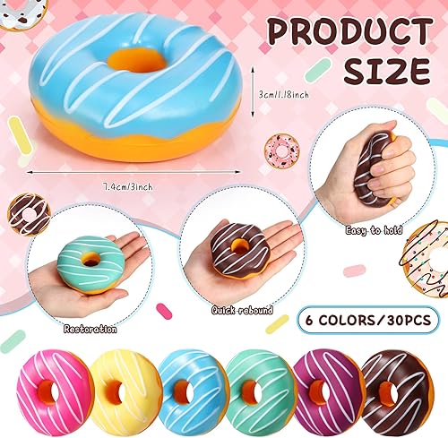 Miniatura 2 de Lenwen Bolas antiestrés con forma de dona arcoíris de 3 pulgadas, dona de levantamiento lento, regalos de fiesta, alivio del estrés, bola para