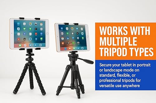 Miniatura 8 de Acuvar Adaptador universal para trípode de tableta para iPad, Pro 11, Air 11, Galaxy Tab, Microsoft Surface de hasta 8 pulgadas verticalmente o 11