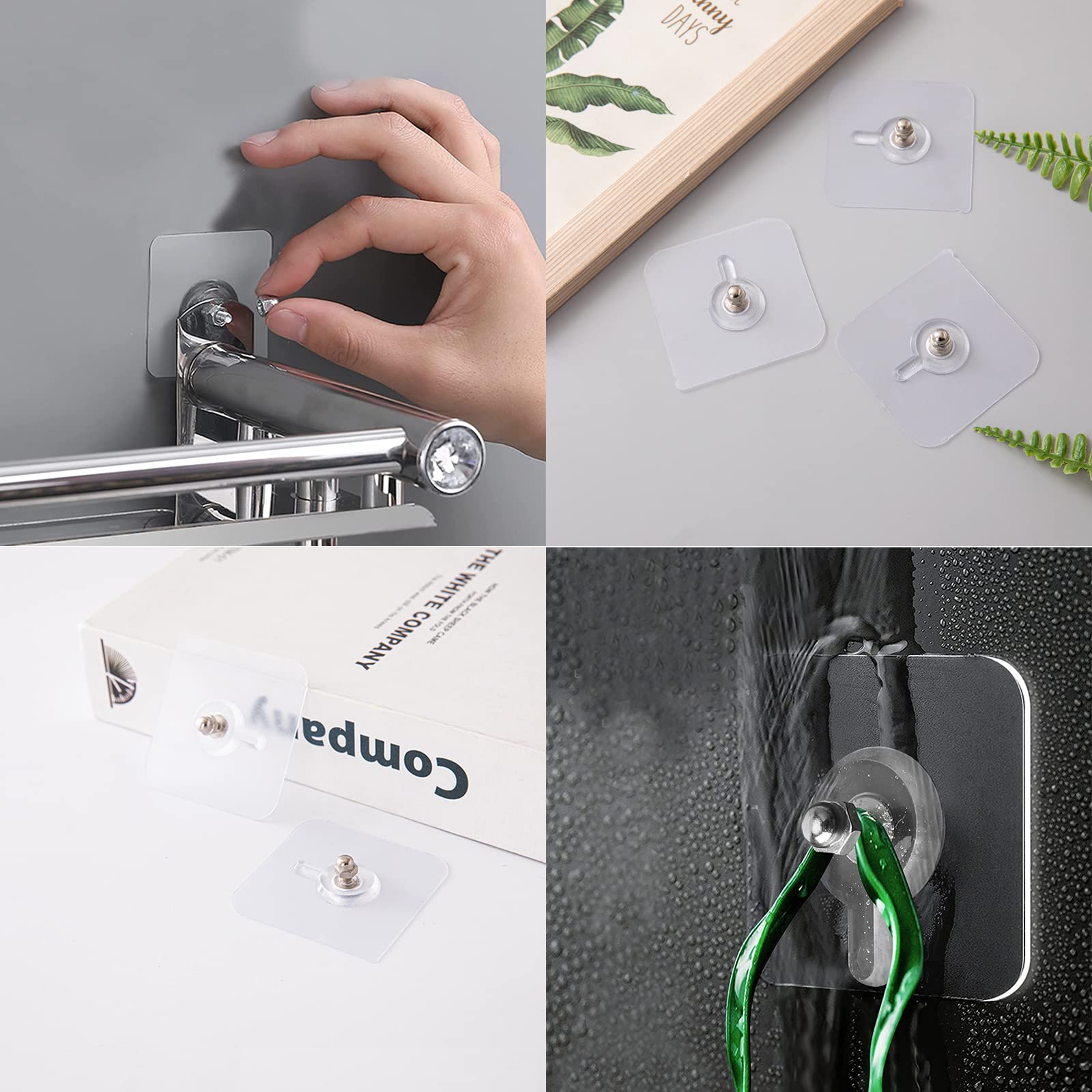 Set 30 Ganci Adesivi Per Quadri Senza Forare | Portata Max 5 Kg, Piccolo Quadrato | Per Pareti Lisce, Rimozione Pulita