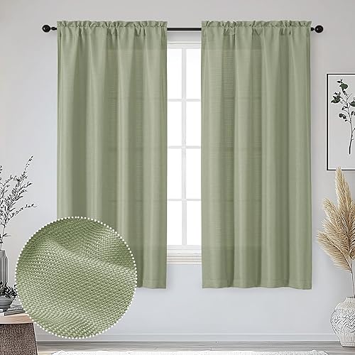 Miniatura 40 de OWENIE Bob Linen Cortinas de Lino de 96 Pulgadas Extra Largas Juego de 2 Paneles para Sala de Estar Dormitorio, Filtrado de Luz Cortinas de Ventana