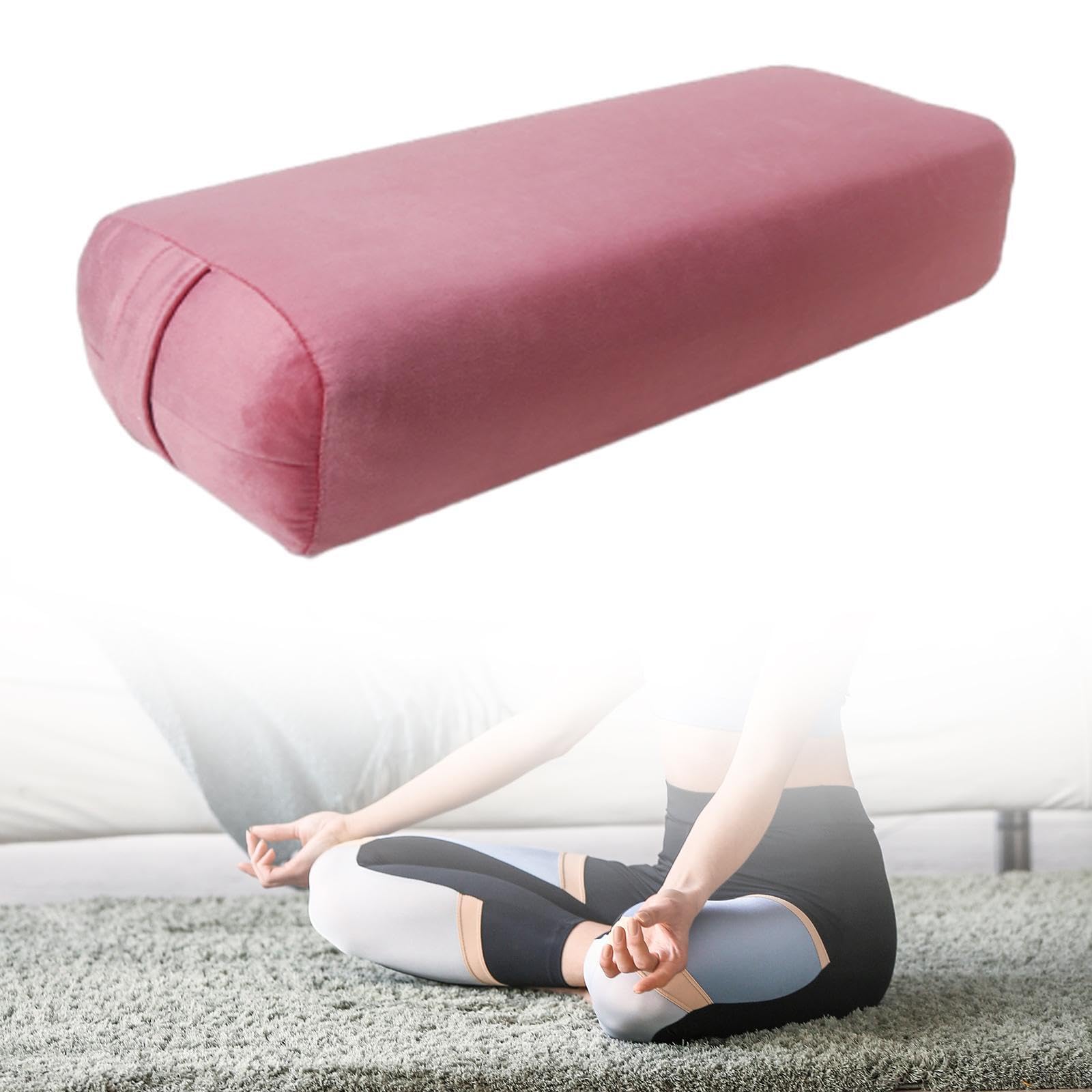 Cómoda Almohada de Yoga con Soporte para práctica de Yoga restaurativa, Funda extraíble y Esponja Suave de Apoyo, cojín de meditación con Esponja, Accesorios para